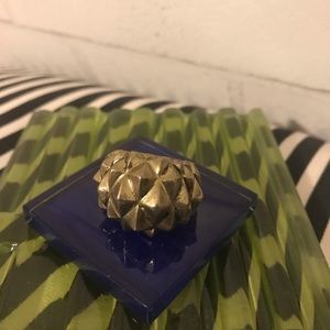 Gold Tone Raised Geometric Ring, Sz 8